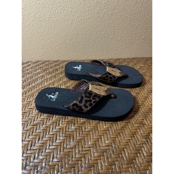 Corkys Leopard Print Womens Flip Flops  Size 6 - Picture 3 of 7